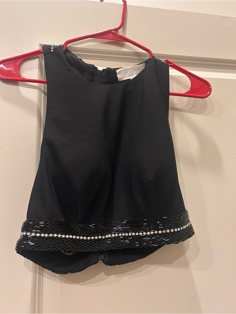 Mignon Black Beaded Hem Crop Top